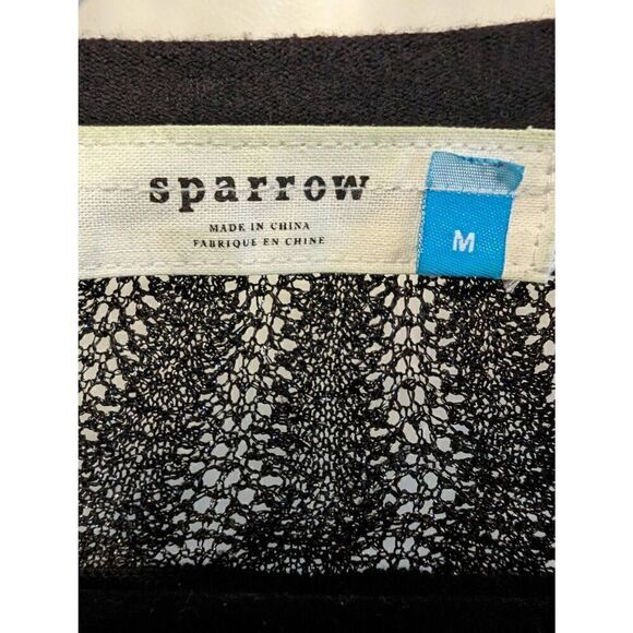 Anthropology Sparrow Jewel Neckline Short Sleeve Sequined Neck Detail Black Butt - Picture 3 of 6